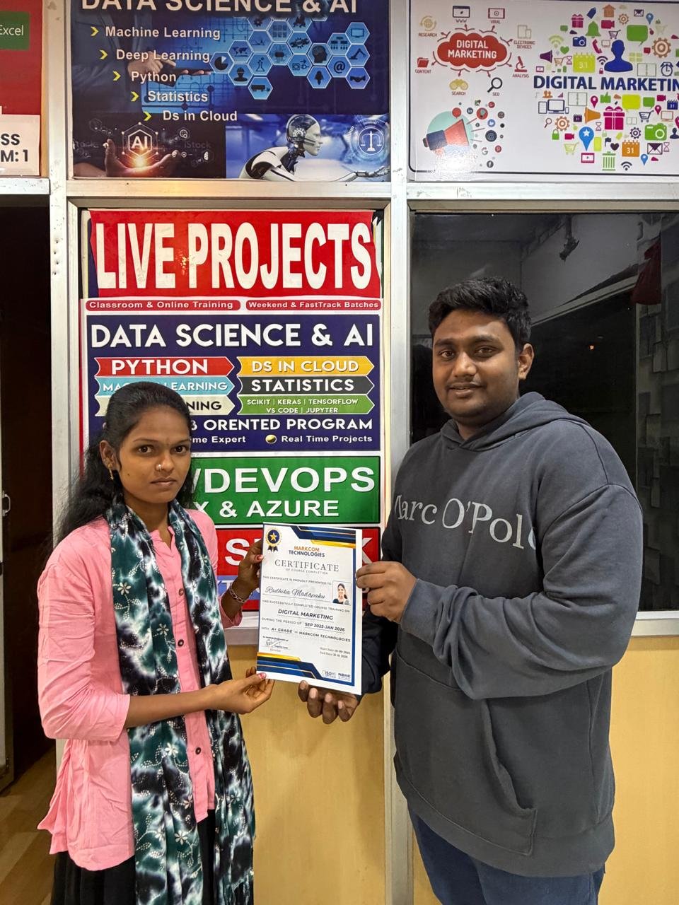 PCR Academy student receiving a course completion certificate in Hyderabad