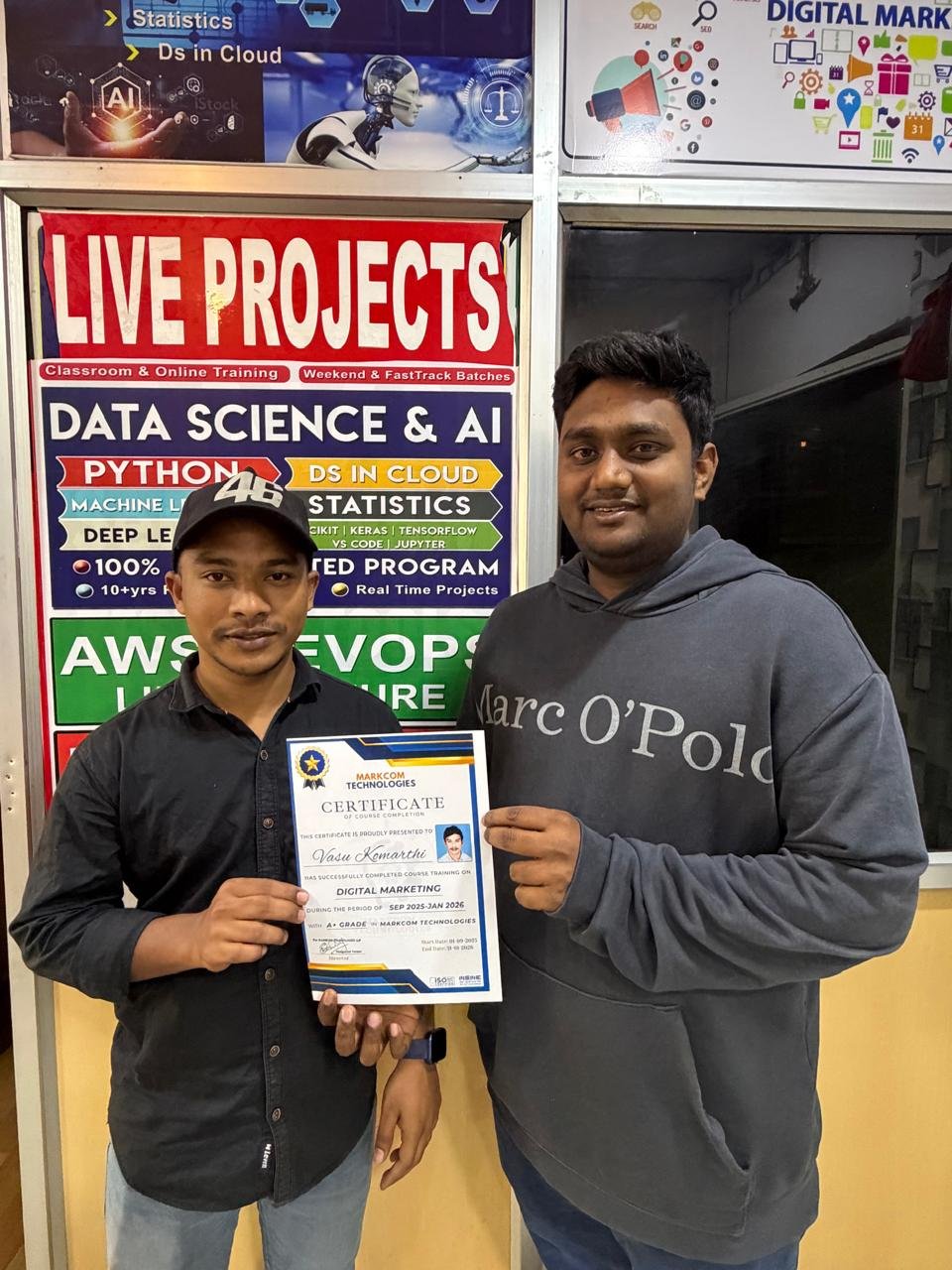 PCR Academy student receiving a course completion certificate in Hyderabad