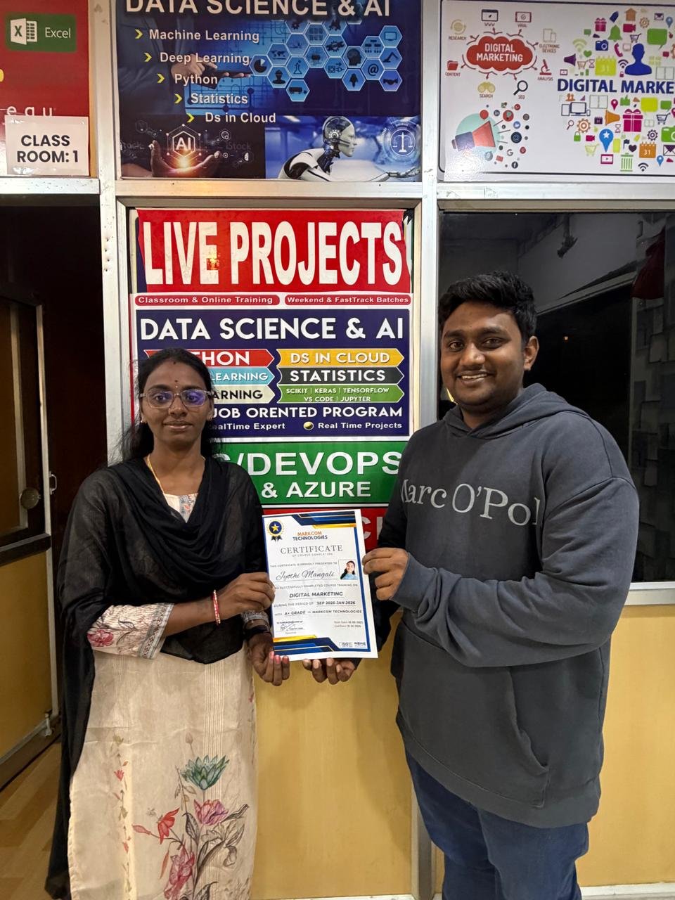 PCR Academy student receiving a course completion certificate in Hyderabad